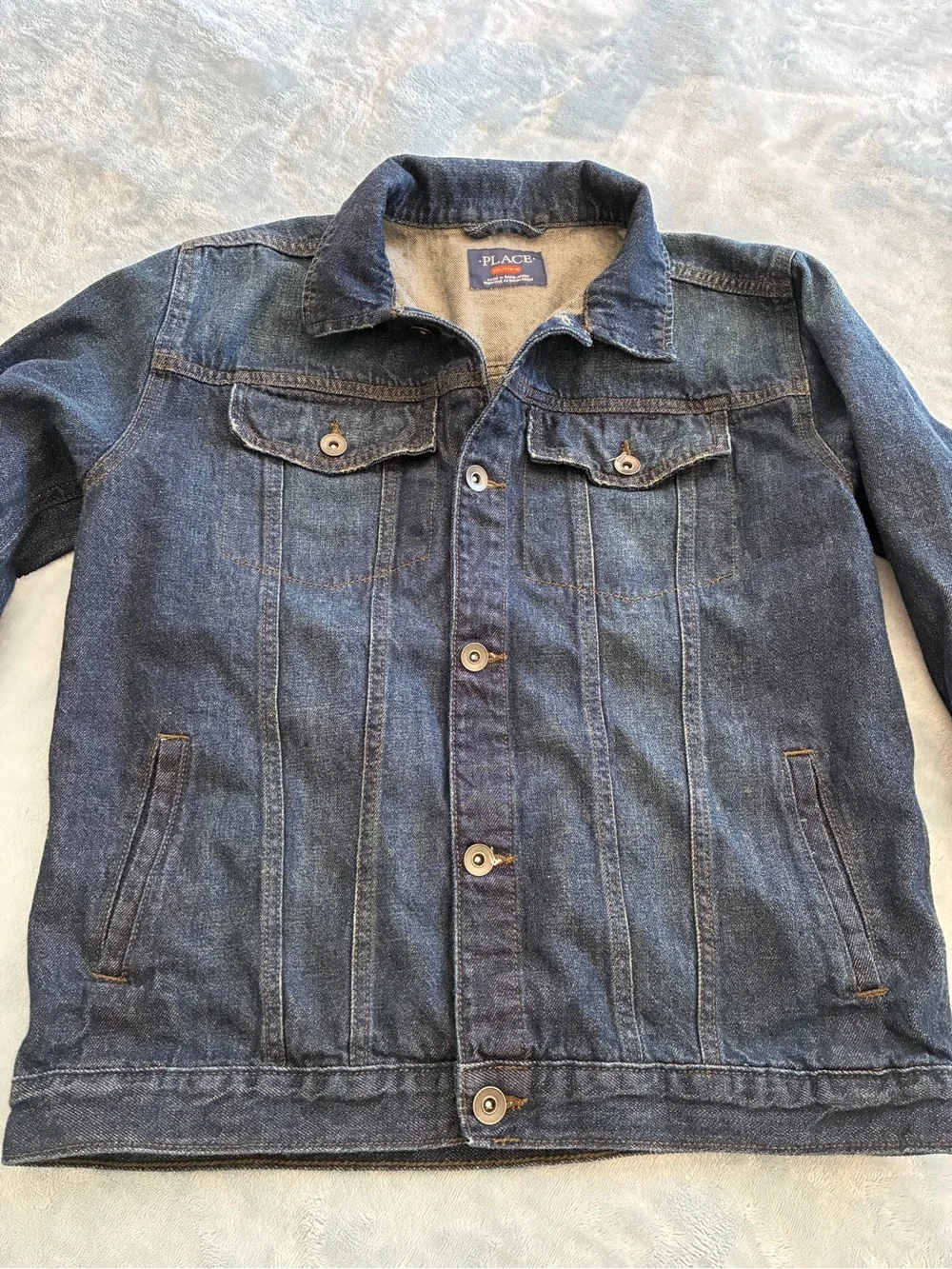 The Children's Place Dark Blue Denim Jacket with Button Front